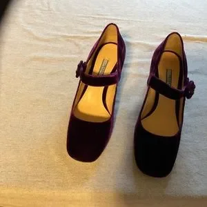 バレエシューズ [PRADA] Velvet Mary Jane Pumps Prada burgundy velvet block heel square toe Mary Jane pumps